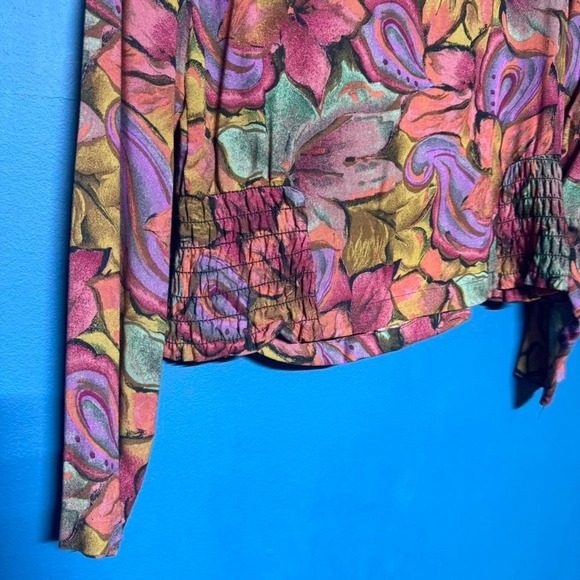 Vintage 1980s Cropped Blazer Blouse Women's Size 14 In Group LTD Purple Orange - Picture 7 of 8